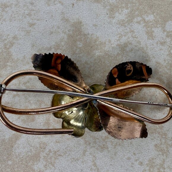 Vintage Krementz Diana Yellow & Rose Gold Plated Floral Pin/Brooch